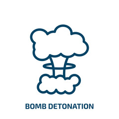 bomb detonation icon from army and war collection. Thin linear bomb detonation, detonation, fire outline icon isolated on white background. Line vector bomb detonation sign, symbol for web and mobile