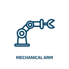 mechanical arm icon from artificial intelligence collection. Thin linear mechanical arm, mechanical, robot outline icon isolated on white background. Line vector mechanical arm sign, symbol for web