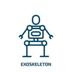 exoskeleton icon from artificial intellegence and future technology collection. Thin linear exoskeleton, cartoon, technology outline icon isolated on white background. Line vector exoskeleton sign,