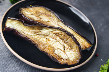 eggplant baked fresh vegetable dish healthy meal food snack on the table copy space food background 