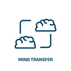 mind transfer icon from artificial intellegence and future technology collection. Thin linear mind transfer, mind, transfer outline icon isolated on white background. Line vector mind transfer sign,