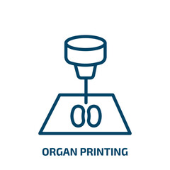 organ printing icon from artificial intellegence and future technology collection. Thin linear organ printing, health, print outline icon isolated on white background. Line vector organ printing sign,