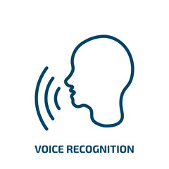 voice recognition icon from artificial intellegence and future technology collection. Thin linear voice recognition, voice, recognition outline icon isolated on white background. Line vector voice