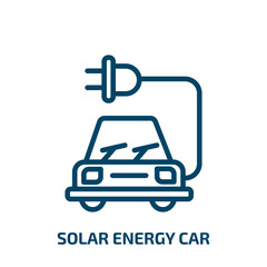 solar energy car icon from artificial intellegence and future technology collection. Thin linear solar energy car, power, solar outline icon isolated on white background. Line vector solar energy car