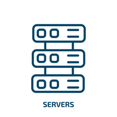 servers icon from artificial intellegence and future technology collection. Thin linear servers, server, data outline icon isolated on white background. Line vector servers sign, symbol for web and