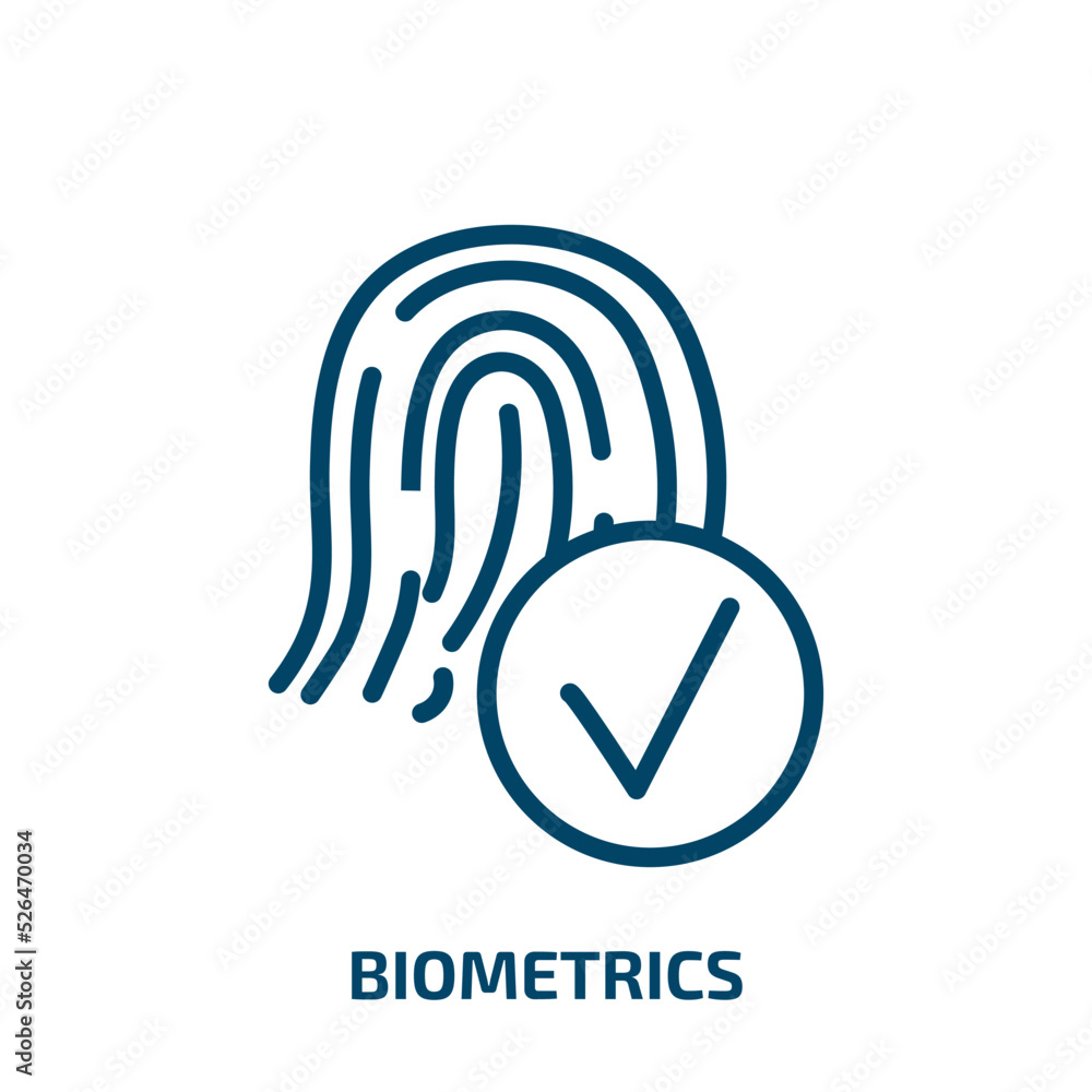 Poster biometrics icon from artificial intellegence and future technology collection. thin linear biometric