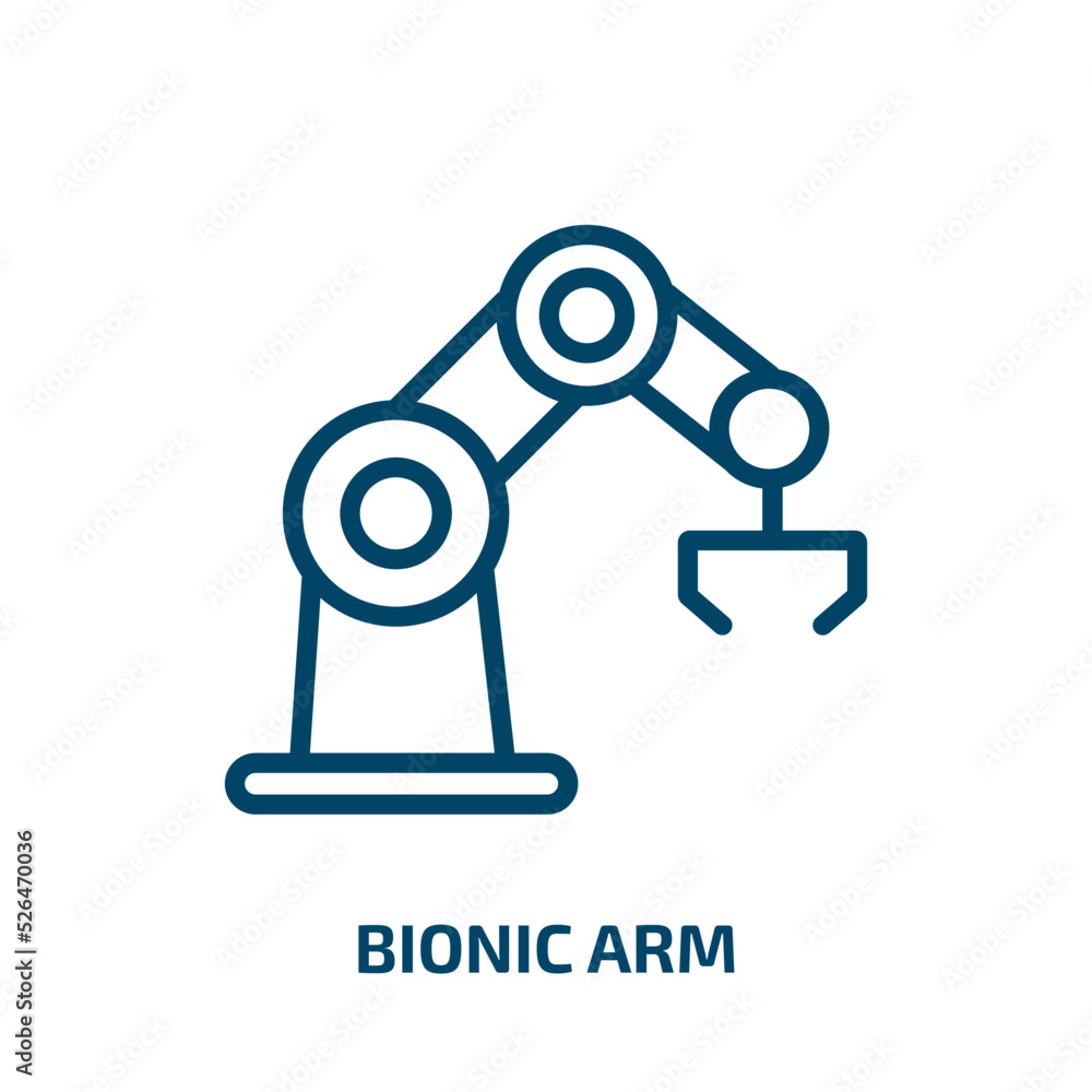 Poster bionic arm icon from artificial intellegence and future technology collection. thin linear bionic ar