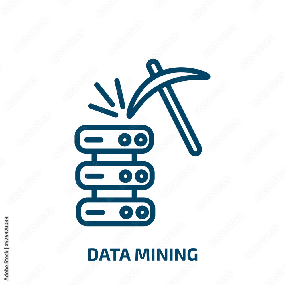 Poster data mining icon from artificial intellegence and future technology collection. thin linear data min