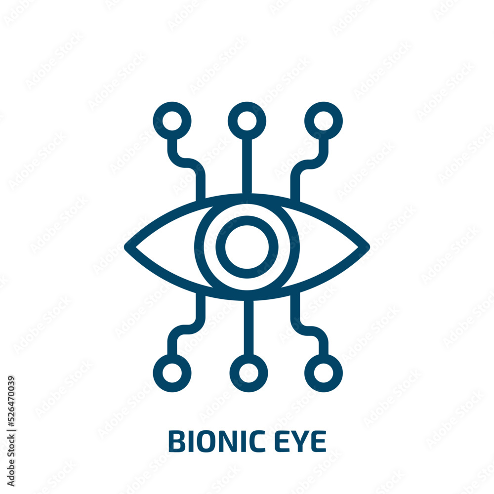 Poster bionic eye icon from artificial intellegence and future technology collection. thin linear bionic ey