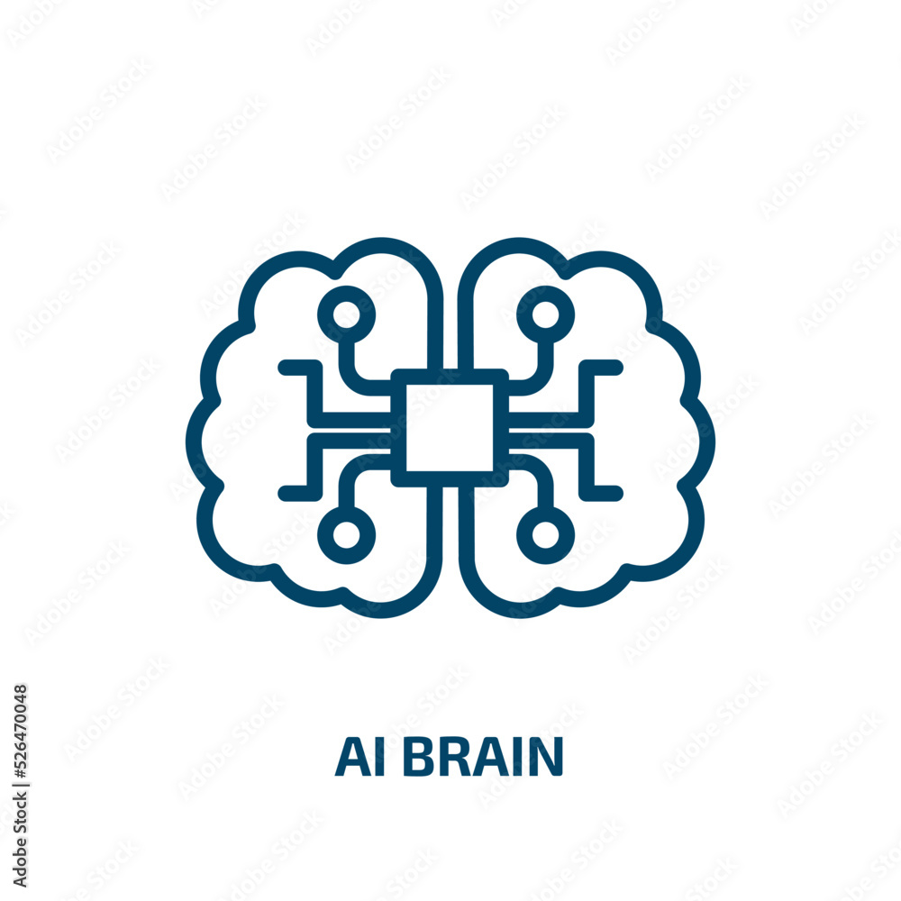 Poster ai brain icon from artificial intellegence and future technology collection. thin linear ai brain, a