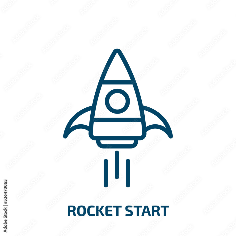 Poster rocket start icon from astronomy collection. thin linear rocket start, rocket, idea outline icon iso