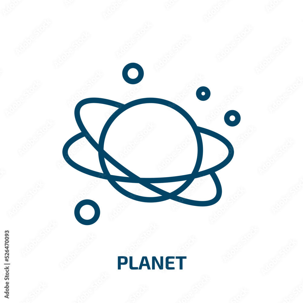 Poster planet icon from astronomy collection. thin linear planet, earth, global outline icon isolated on wh