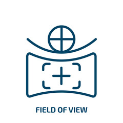 field of view icon from artificial intellegence and future technology collection. Thin linear field of view, view, field outline icon isolated on white background. Line vector field of view sign,