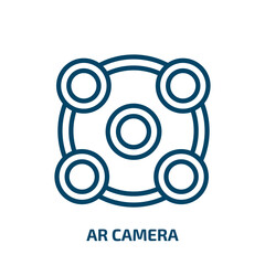Obraz premium ar camera icon from artificial intellegence and future technology collection. Thin linear ar camera, video, augmented outline icon isolated on white background. Line vector ar camera sign, symbol for