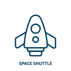 space shuttle icon from astronomy collection. Thin linear space shuttle, rocket, ship outline icon isolated on white background. Line vector space shuttle sign, symbol for web and mobile