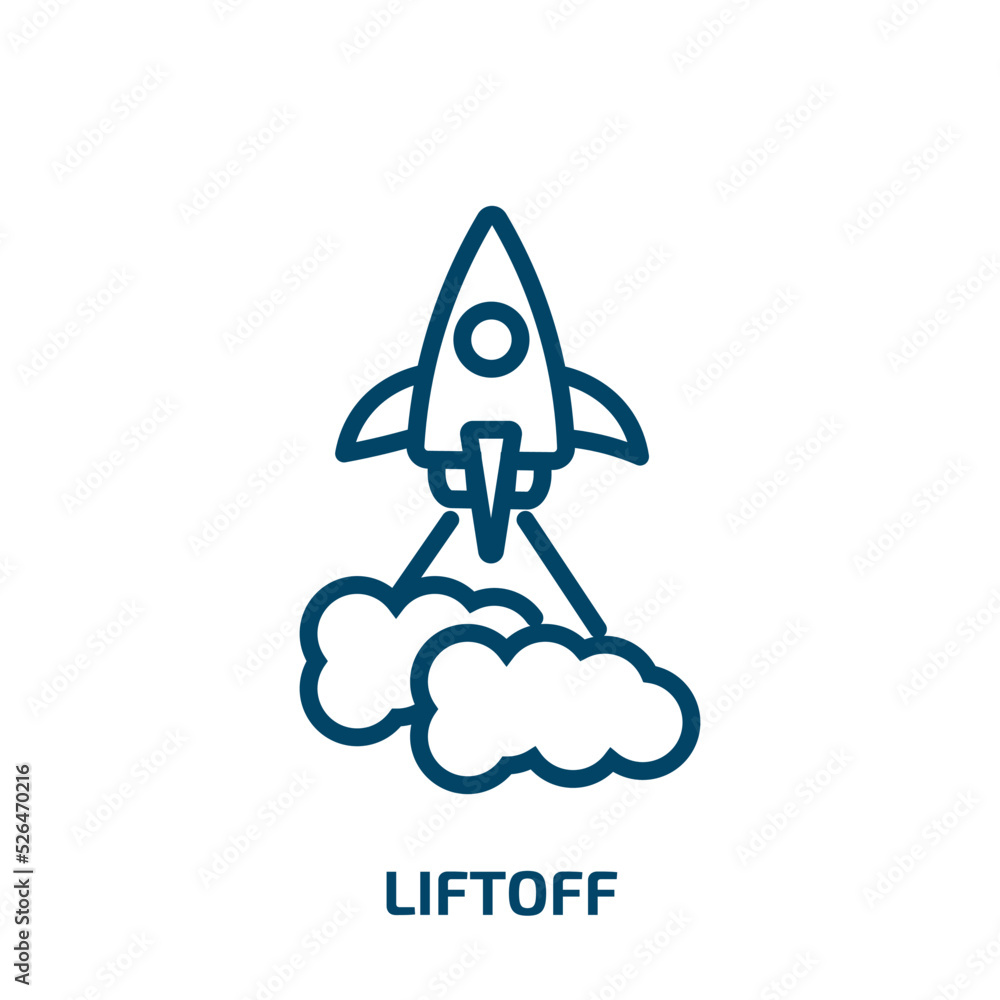 Poster liftoff icon from astronomy collection. thin linear liftoff, space, science outline icon isolated on