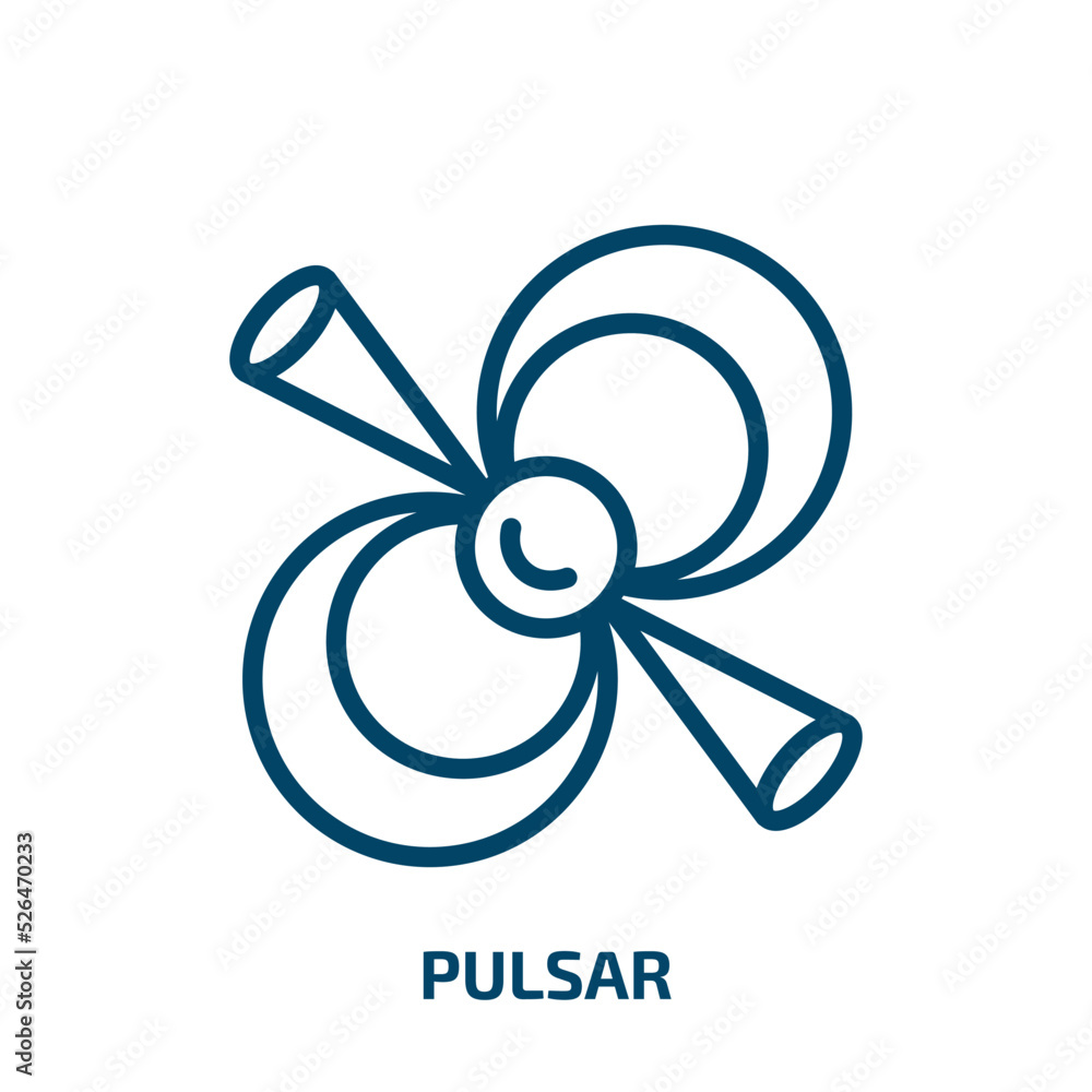 Poster pulsar icon from astronomy collection. thin linear pulsar, space, planet outline icon isolated on wh