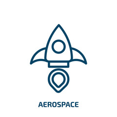 aerospace icon from astronomy collection. Thin linear aerospace, plane, industry outline icon isolated on white background. Line vector aerospace sign, symbol for web and mobile