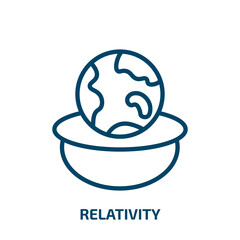 relativity icon from astronomy collection. Thin linear relativity, people, information outline icon isolated on white background. Line vector relativity sign, symbol for web and mobile