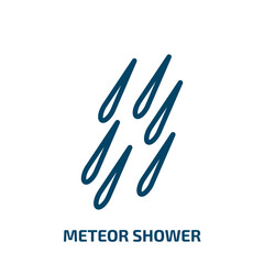 meteor shower icon from astronomy collection. Thin linear meteor shower, star, space outline icon isolated on white background. Line vector meteor shower sign, symbol for web and mobile