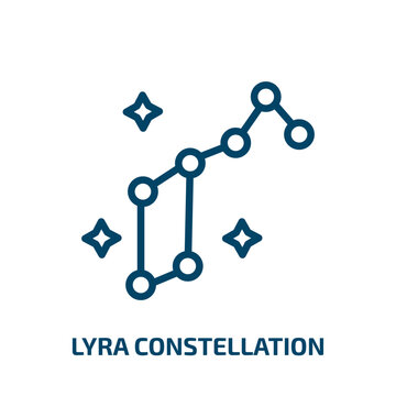 lyra constellation icon from astronomy collection. Thin linear lyra constellation, constellation, astronomical outline icon isolated on white background. Line vector lyra constellation sign, symbol