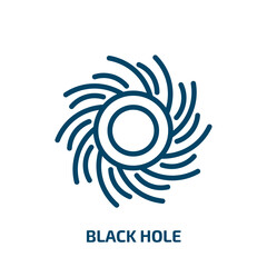 black hole icon from astronomy collection. Thin linear black hole, hole, business outline icon isolated on white background. Line vector black hole sign, symbol for web and mobile