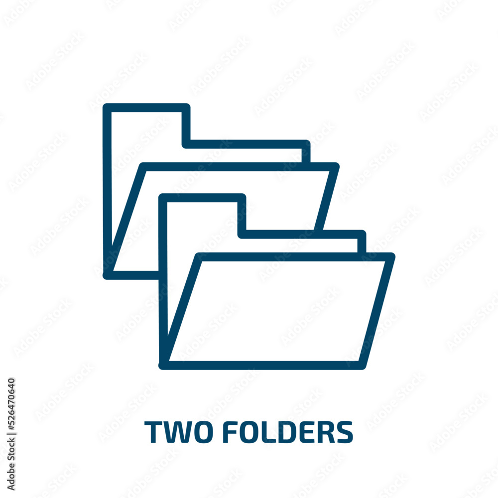Poster two folders icon from business collection. thin linear two folders, folder, document outline icon is