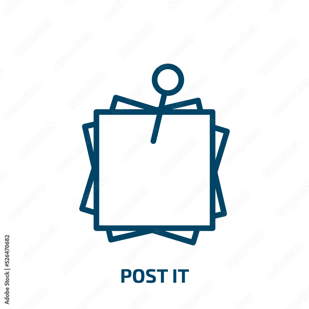 Poster post it icon from business collection. thin linear post it, post, office outline icon isolated on wh