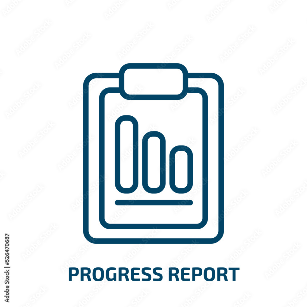 Poster progress report icon from business collection. thin linear progress report, report, progress outline