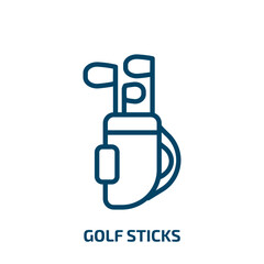 golf sticks icon from business collection. Thin linear golf sticks, stick, golf outline icon isolated on white background. Line vector golf sticks sign, symbol for web and mobile
