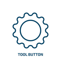 tool button icon from business collection. Thin linear tool button, button, tool outline icon isolated on white background. Line vector tool button sign, symbol for web and mobile