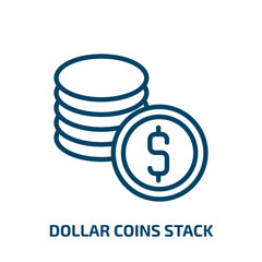 dollar coins stack icon from business collection. Thin linear dollar coins stack, currency, investment outline icon isolated on white background. Line vector dollar coins stack sign, symbol for web