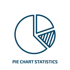 pie chart statistics icon from business collection. Thin linear pie chart statistics, presentation, report outline icon isolated on white background. Line vector pie chart statistics sign, symbol for