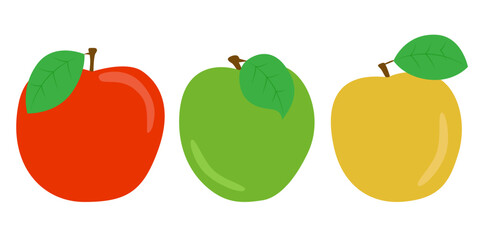Red and Green Apple Set. Realistic 3d apples. Detailed 3d Illustration Isolated On White. Design Element For Web Or Print Packaging. Vector Illustration.