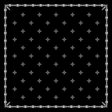 Simply Bandana decorated with white geometric ornament lines that can be applied to fabrics of various colors