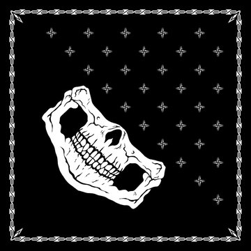 Simply Bandana decorated with white geometric ornament lines that can be applied to fabrics of various colors