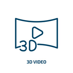 3d video icon from cinema collection. Thin linear 3d video, movie, video outline icon isolated on white background. Line vector 3d video sign, symbol for web and mobile