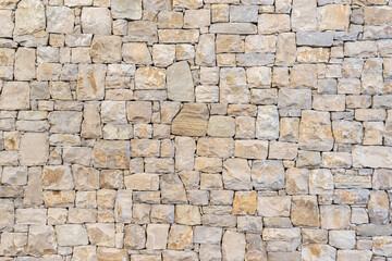 Fototapeta premium Wall texture with masonry of beige color