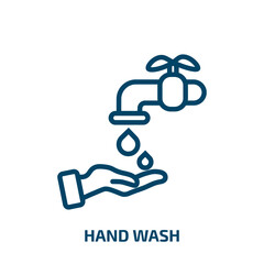 hand wash icon from cleaning collection. Thin linear hand wash, hygiene, clean outline icon isolated on white background. Line vector hand wash sign, symbol for web and mobile