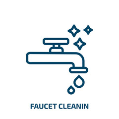 faucet cleanin icon from cleaning collection. Thin linear faucet cleanin, cleaner, garbage outline icon isolated on white background. Line vector faucet cleanin sign, symbol for web and mobile