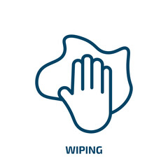 wiping icon from cleaning collection. Thin linear wiping, clean, wipe outline icon isolated on white background. Line vector wiping sign, symbol for web and mobile
