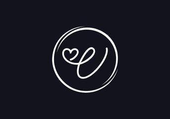 Love font logo design vector sign. Love and heart icon and symbol design vector with V