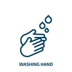 washing hand icon from cleaning collection. Thin linear washing hand, hygiene, wash outline icon isolated on white background. Line vector washing hand sign, symbol for web and mobile