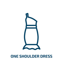 one shoulder dress icon from clothes collection. Thin linear one shoulder dress, 1, 2 outline icon isolated on white background. Line vector one shoulder dress sign, symbol for web and mobile