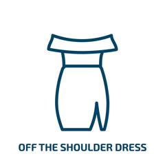 off the shoulder dress icon from clothes collection. Thin linear off the shoulder dress, 1, 2 outline icon isolated on white background. Line vector off the shoulder dress sign, symbol for web and