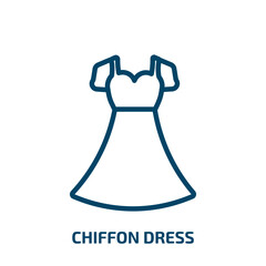 chiffon dress icon from clothes collection. Thin linear chiffon dress, clothes, 50 outline icon isolated on white background. Line vector chiffon dress sign, symbol for web and mobile