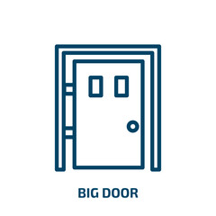 big door icon from construction collection. Thin linear big door, door, business outline icon isolated on white background. Line vector big door sign, symbol for web and mobile