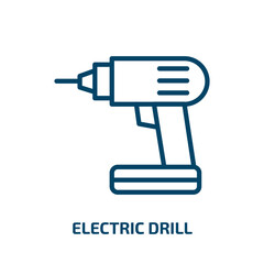 electric drill icon from construction collection. Thin linear electric drill, work, tool outline icon isolated on white background. Line vector electric drill sign, symbol for web and mobile