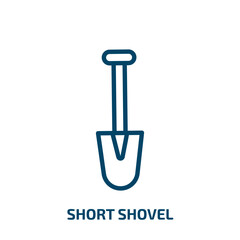 short shovel icon from construction collection. Thin linear short shovel, shovel, tool outline icon isolated on white background. Line vector short shovel sign, symbol for web and mobile