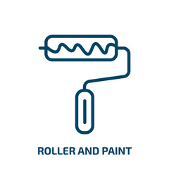 roller and paint icon from construction collection. Thin linear roller and paint, paint, roller outline icon isolated on white background. Line vector roller and paint sign, symbol for web and mobile